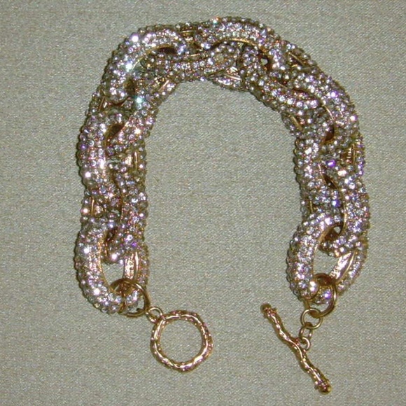 Rhinestone and Gold-Tone Chain Link Necklace - Picture 8 of 15